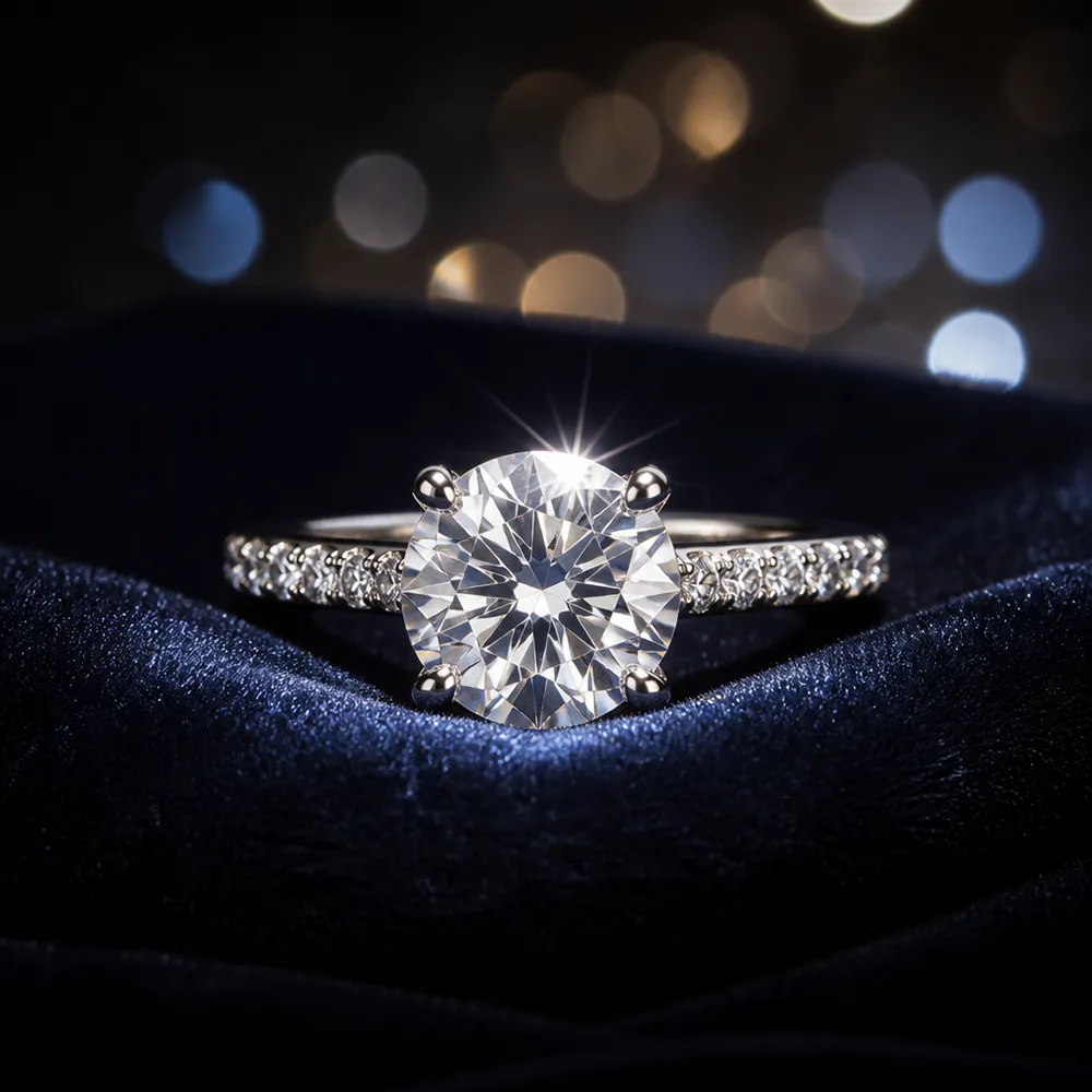 Diamond engagement ring close up
