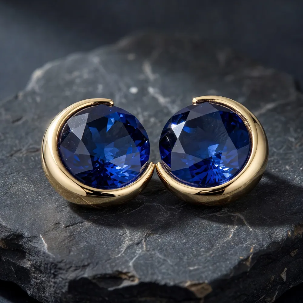 Sapphire and gold stud earrings